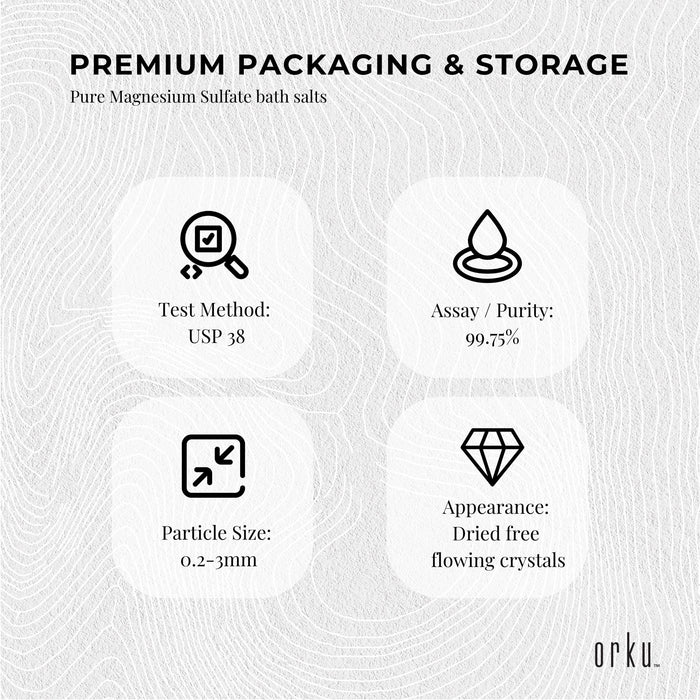Orku 1.3Kg Epsom Salt Tub - USP Grade Magnesium Sulfate Body Bath Salts