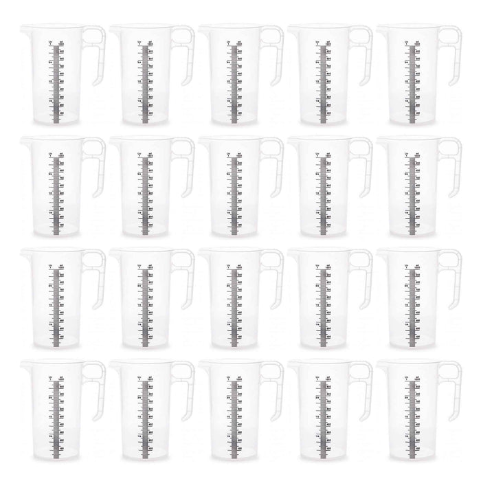20x 1L Measuring Jug Heavy Duty Clear Plastic Propylene Food Grade BPA 5 Pro-Jug