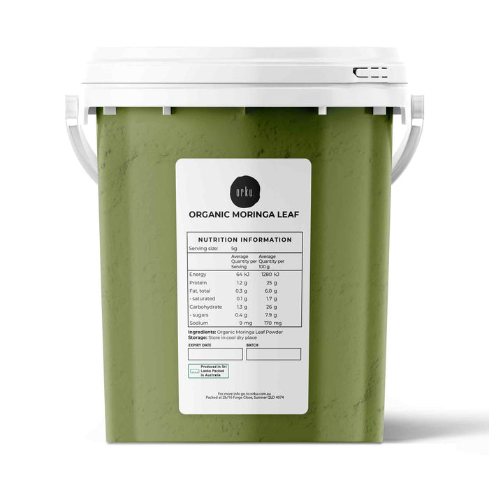 Orku 400g Organic Moringa Leaf Powder Tub - Food Grade Oleifera Drumstick Leaf