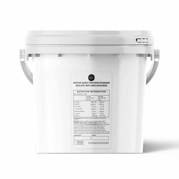 Orku 2Kg Native Whey Protein Isolate Powder - Unflavoured WPI Bucket