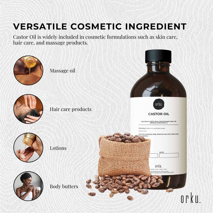 Orku 1L Castor Oil - Hexane Free Cold Virgin Pressed