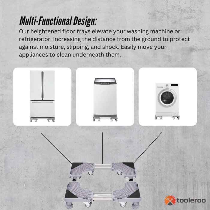 Adjustable Appliance Base Stand - Lock Wheel Trolley For Washing Machine Fridge