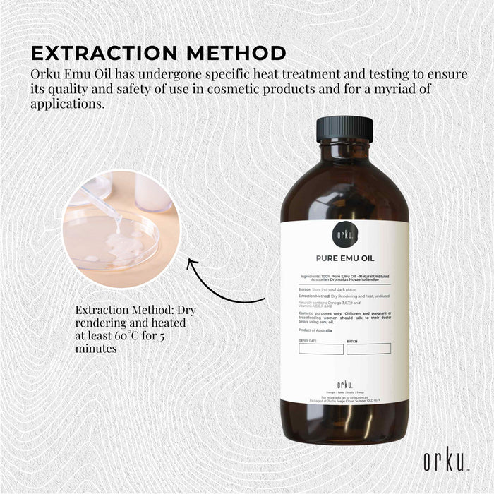 Orku 1L Pure Emu Oil - Natural Undiluted Australian Dromaius Novaehollandiae