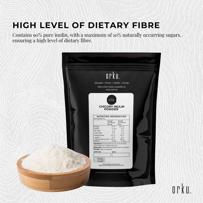 Orku 1Kg Chicory Root Inulin Powder - Unflavoured Natural Prebiotic Fibre