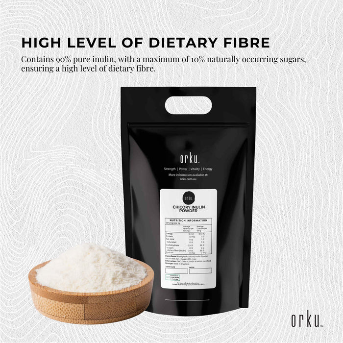 Orku 20Kg Chicory Root Inulin Powder - Unflavoured Natural Prebiotic Fibre