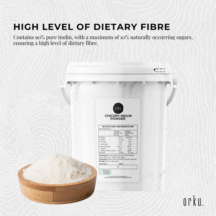 Orku 800g Chicory Root Inulin Powder Tub - Unflavoured Natural Prebiotic Fibre