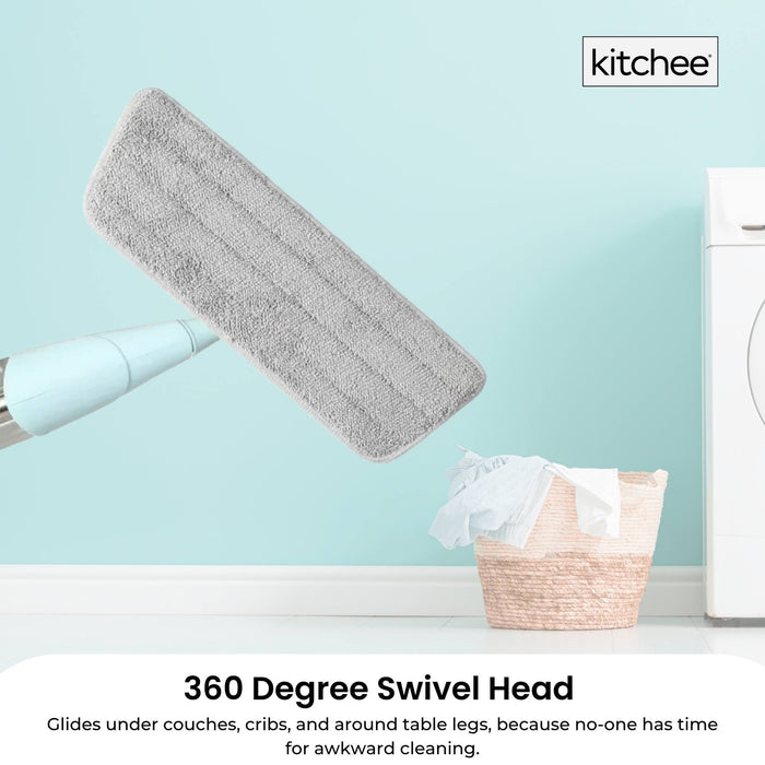 Kitchee Refillable Spray Floor Mop with Reusable & Washable Multi-Surface Microfibre Pad