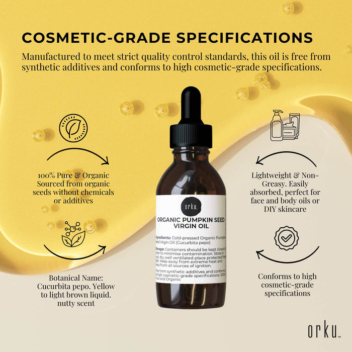Orku 25ml Organic Pumpkin Seed Oil – Virgin Cold Pressed Unrefined Cosmetic Gr.