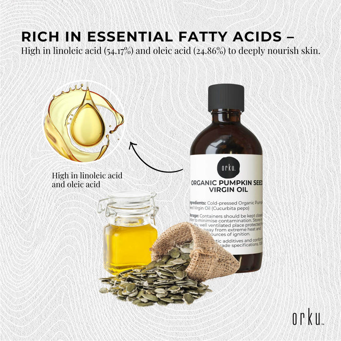 Orku 250ml Organic Pumpkin Seed Oil – Virgin Cold Pressed Unrefined Cosmetic Gr.