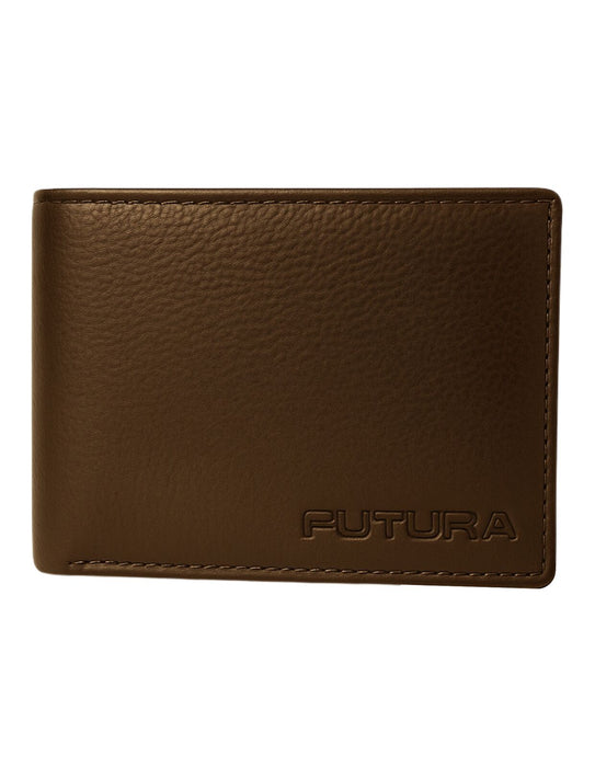 Futura Mens RFID Protected Slim Genuine Leather Wallet - Tan