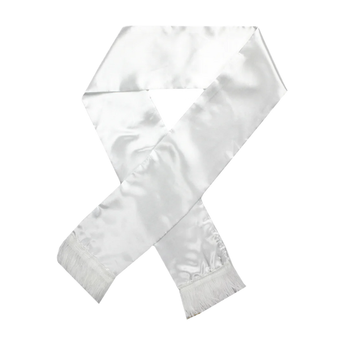 Mens Gatsby 1920s Hollywood Gangster White Scarf Silky Soft with Tassels Costume