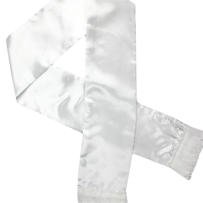 Mens Gatsby 1920s Hollywood Gangster White Scarf Silky Soft with Tassels Costume