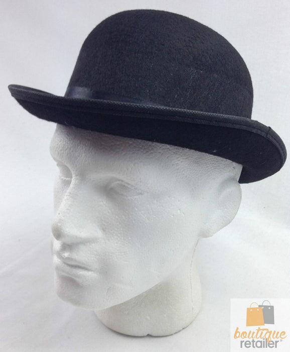 BOWLER HAT Party Vintage Costume Derby Felt Dance Halloween in Black