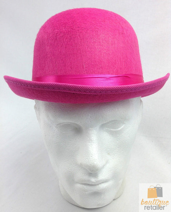 BOWLER HAT Party Vintage Costume Derby Felt Dance Halloween in Hot Pink