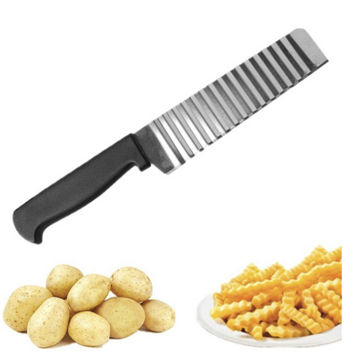 JELLY KNIFE Stainless Steel Blade Cooked Potato Vegetable Crinkle Wavy Cutter Slicer