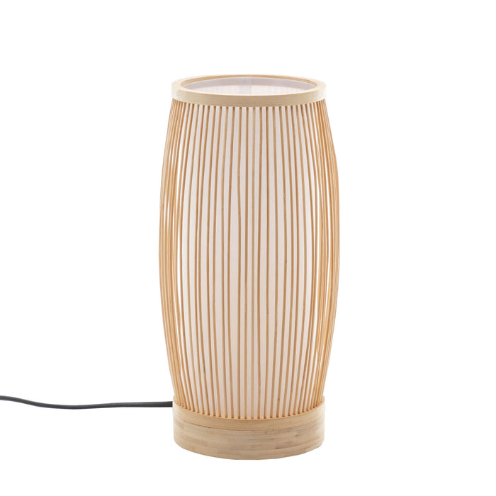 Natural Woven Bamboo Cylinder Table Lamp Light Shade Boho Tropical Coastal