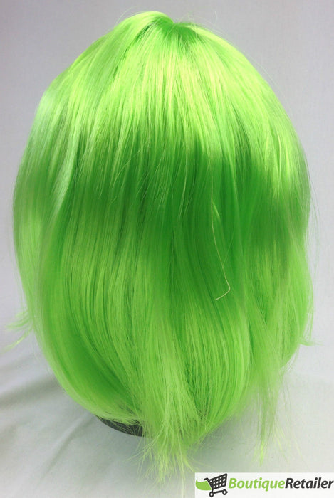 Bob Wig Costume Short Straight Fringe Cosplay Party Full Hair Womens Fancy Dress - Green