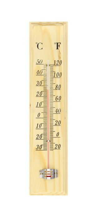 27cm WOODEN THERMOMETER Indoor Outdoor Glass Wall Hanging Room Sensor Jumbo