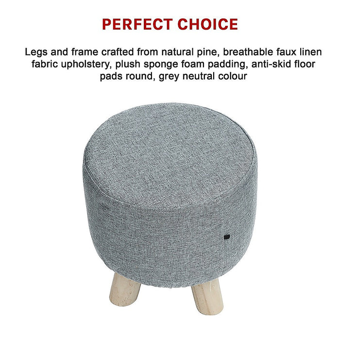 Fabric Ottoman Foot Stool Rest Pouffe Footstool Wood Storage Padded Seat high quality
