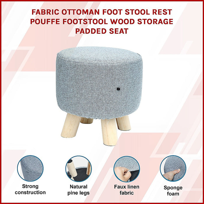 Fabric Ottoman Foot Stool Rest Pouffe Footstool Wood Storage Padded Seat high quality