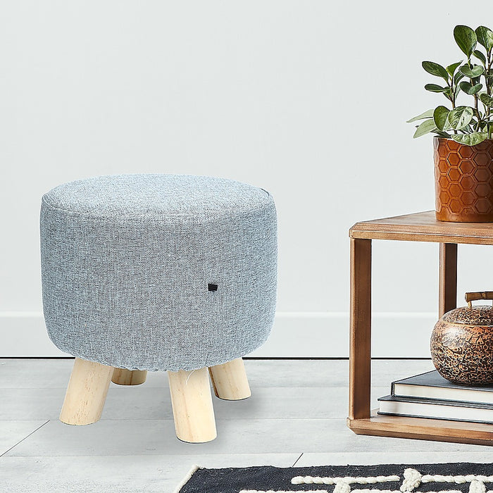 Fabric Ottoman Foot Stool Rest Pouffe Footstool Wood Storage Padded Seat high quality