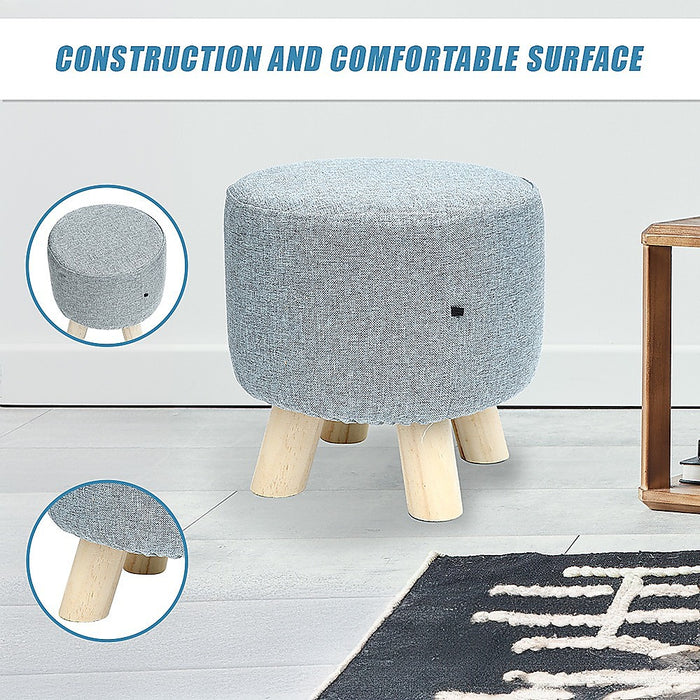 Fabric Ottoman Foot Stool Rest Pouffe Footstool Wood Storage Padded Seat high quality