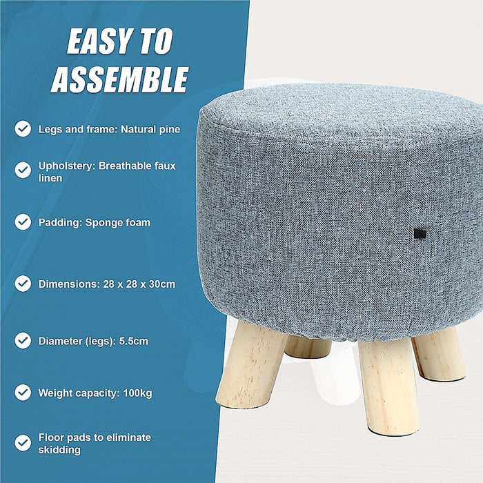 Fabric Ottoman Foot Stool Rest Pouffe Footstool Wood Storage Padded Seat high quality