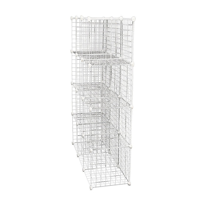 12 Cube Wire Grid Organiser Bookcase Storage Cabinet Wardrobe Closet White