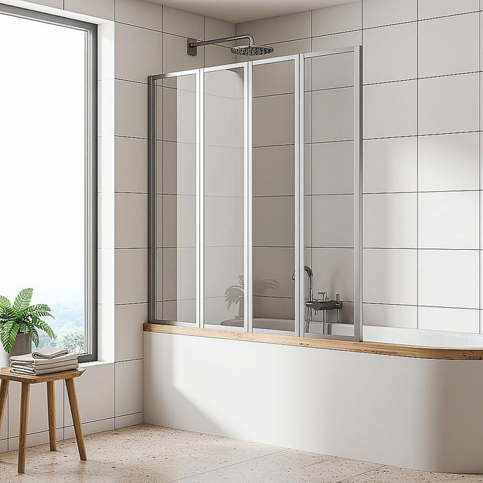 4 Fold Chrome Folding Bath Shower Screen Door Panel 1000 x 1400mmHigh Quality