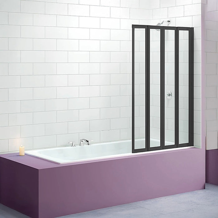 4 Fold Black Folding Bath Shower Screen Door Panel 1000 x 1400mmHigh Quality