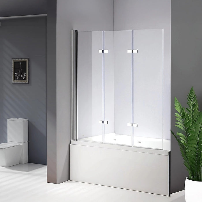 3 Fold Chrome Folding Bath Shower Screen Door Panel 1300mm x 1400mmHigh Quality