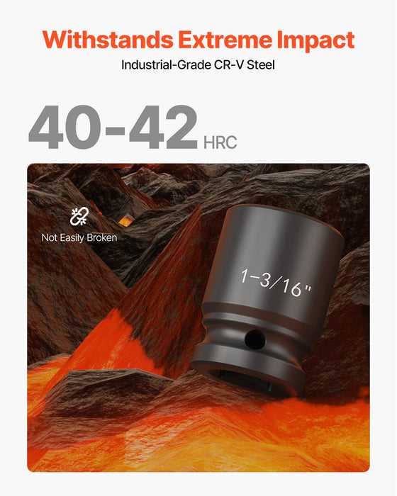 Impact Socket Set 3/4 Inches 27 Piece SAE 7/8 to 2 Inches and Metric 22 to 50 mm