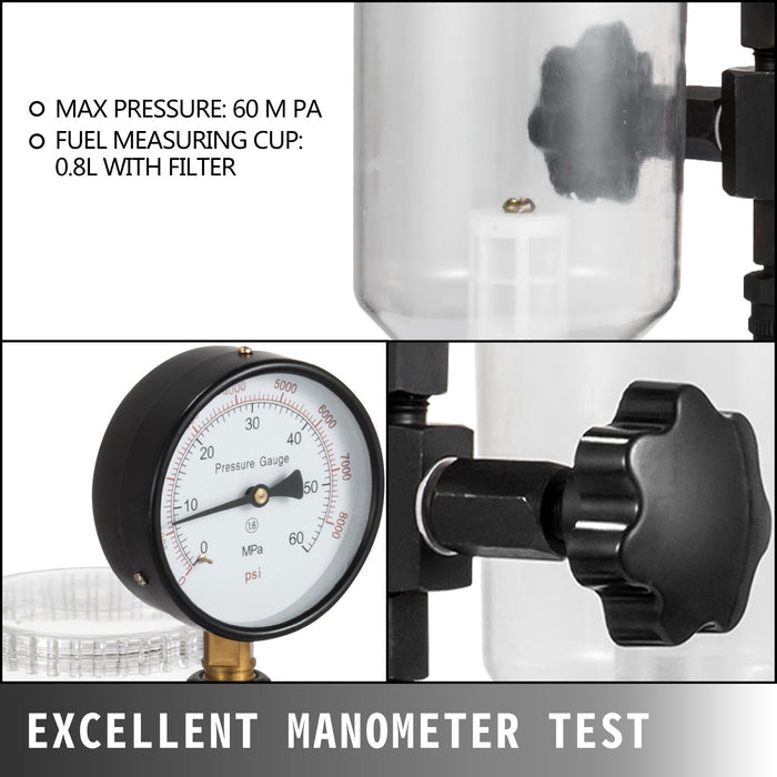 Diesel Injector Nozzle 
Pressure Tester Dual scale Manometer Test Tool 0-600Bar (0-8000PSI) 
60Mpa Test Pressure High Configuration