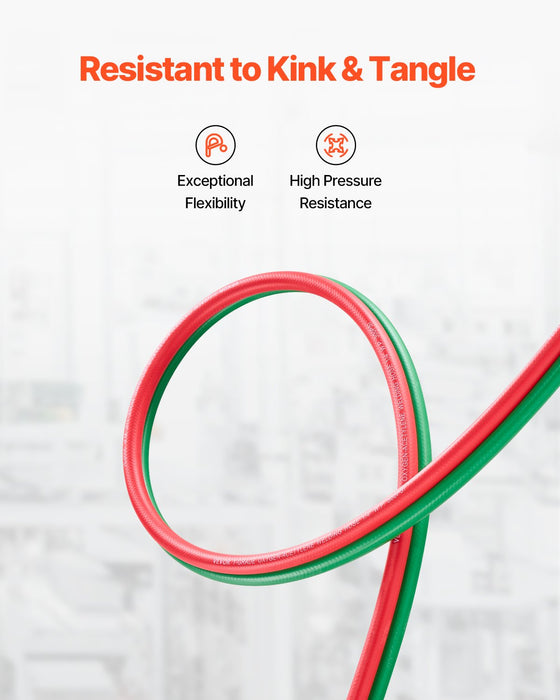 Oxygen Acetylene Hose 1/4-Inch x 100FT T Grade Hose 300PSI Max Working Pressure