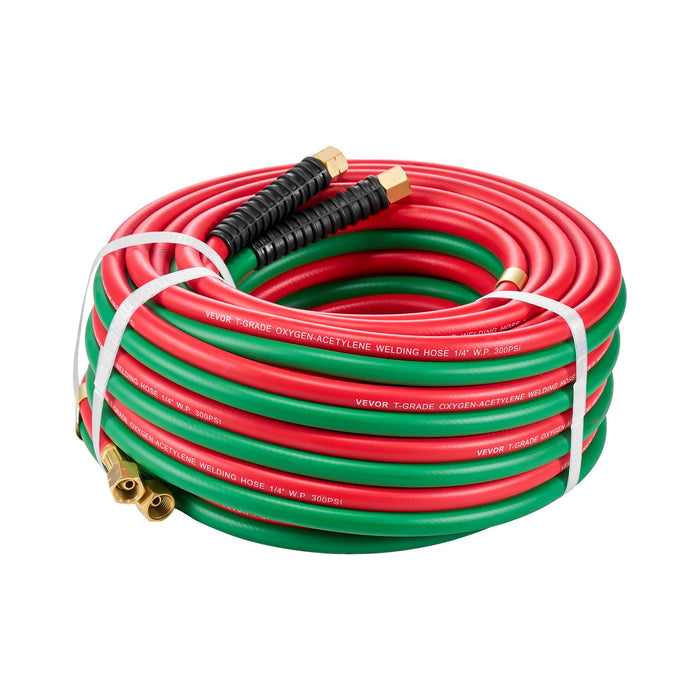 Oxygen Acetylene Hose 1/4-Inch x 50FT T Grade Hose 300PSI Max Working Pressure