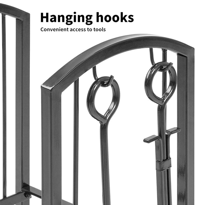 Firewood Rack With 4 Fireplace Tool Set Log Wood Holder Steel Large Storage