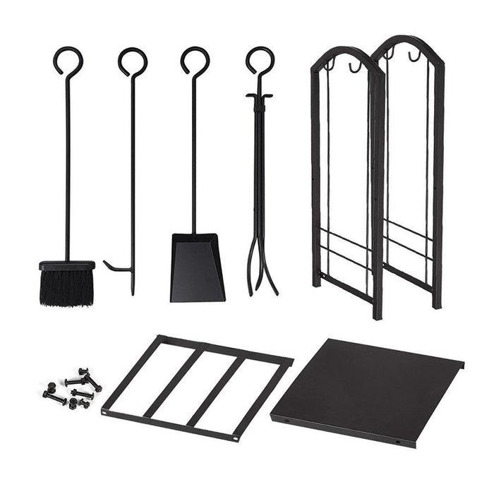 Firewood Rack With 4 Fireplace Tool Set Log Wood Holder Steel Large Storage Trade Me