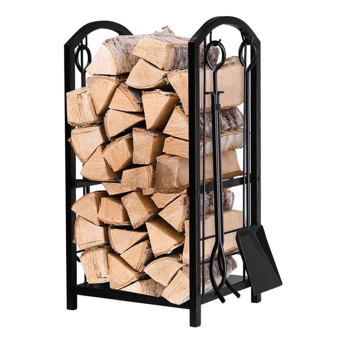 Firewood Rack With 4 Fireplace Tool Set Log Wood Holder Steel Large Storage Trade Me