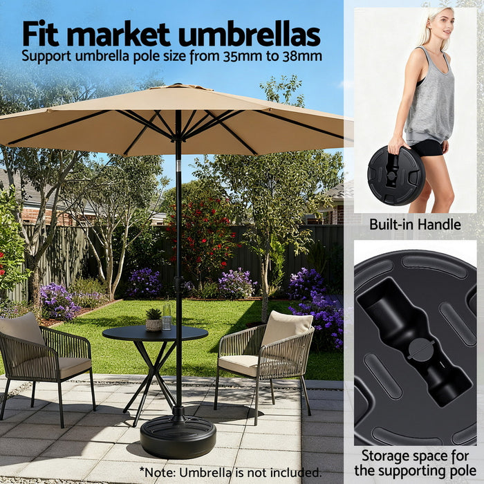 Instahut Outdoor Umbrella Base Weight Round Plastic Pole Holder 35-38mm Beach