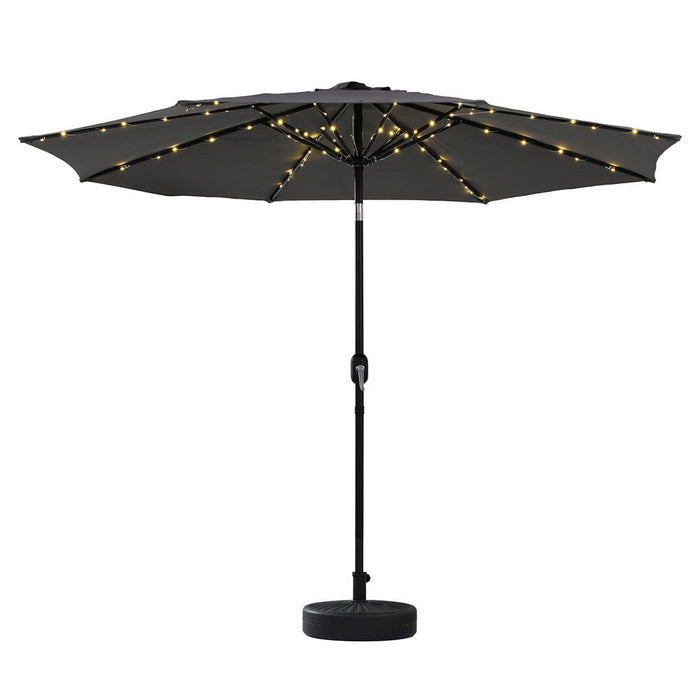 Instahut Outdoor Umbrella 2.9m Market Umbrella with String Light Tilt Charcoal Shade