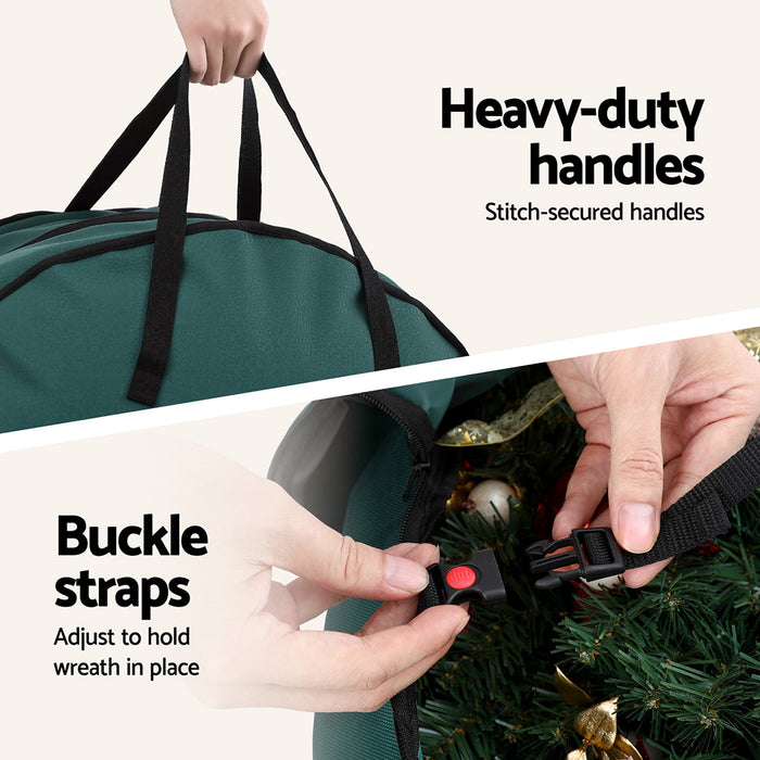 Jingle Jollys Christmas Garland Wreath Storage Bag 2-Tier Ornaments Holder 60cm