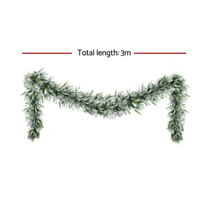Jingle Jollys 3M Christmas Garland Pre-lit LED Lights Snow Frosted Tips Decor