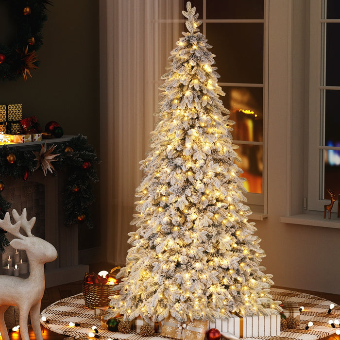 Jingle Jollys Christmas Tree 2.1m Flocking Pencil Tree LED Xmas 860 Tips White