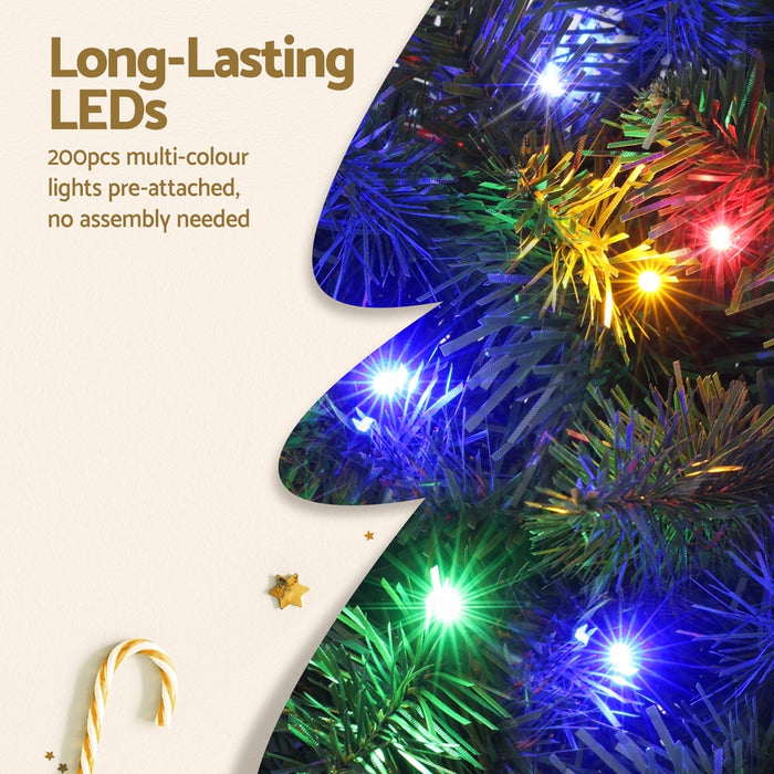 Jingle Jollys 1.8M Pre-lit Christmas Tree 8 Mode Multi Colour 200 LED Light Xmas