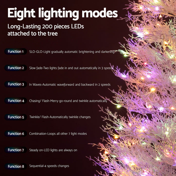 Jingle Jollys 1.8M LED Christmas Tree 8 Modes Adjustable Multi Color Light Snowy