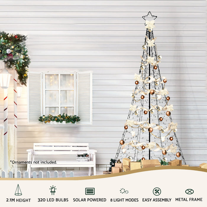 Jingle Jollys Solar Christmas Tree 2.1m 320 LED Net Lights Xmas Trees Decoration