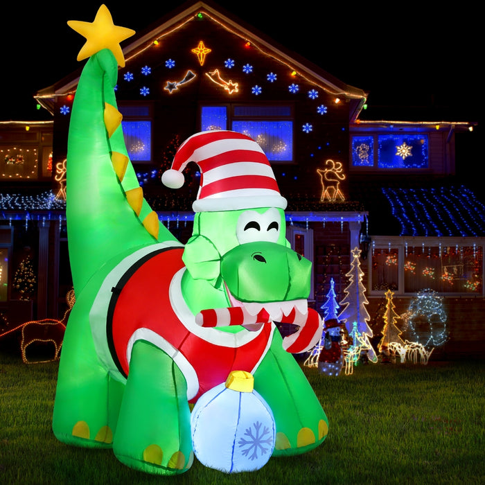 Jingle Jollys Christmas Inflatable Dinosaur 1.86M Height LED Decorations Illuminated