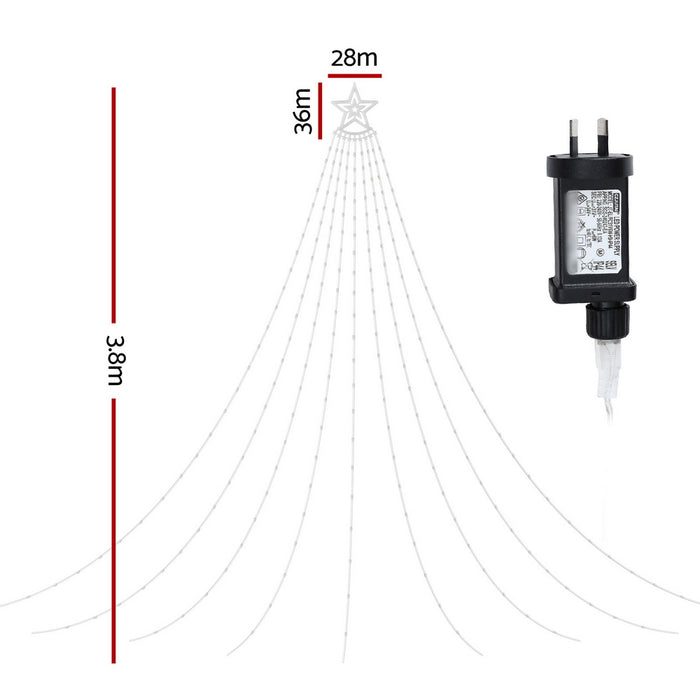 Jingle Jollys 3.8M Christmas Lights Waterfall String Light 340 LED