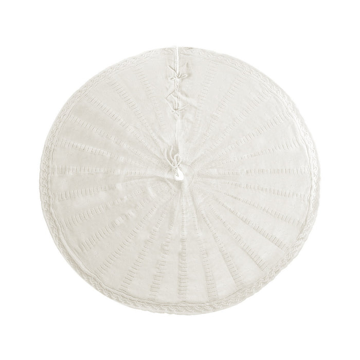 Jingle Jollys Christmas Tree Skirt 90cm Knitted Fabric Xmas Ornament Decor Beige