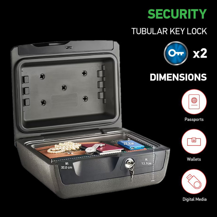 SentrySafe Fire Water Resistant Security Box Protection Safe Chest 7.8/10.2L 2 Keys